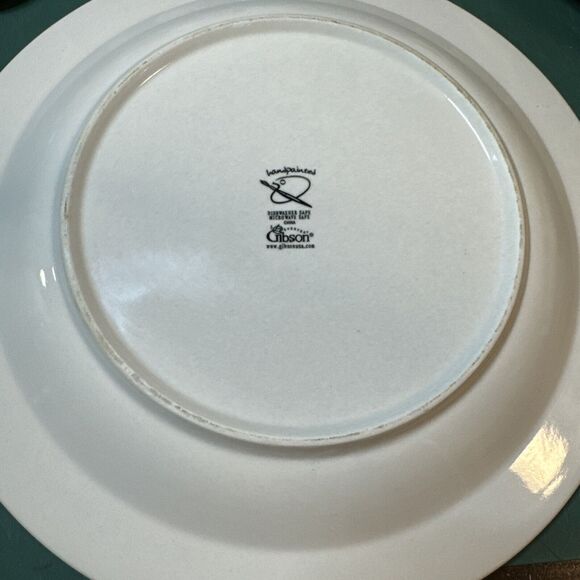 Dinner Plates Lot of 6 Gibson Everyday China 10 3/4" D Blue Red Green Stripe - Picture 5 of 8